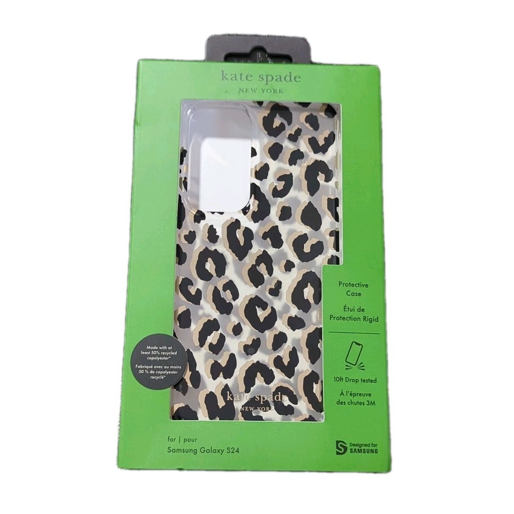 Nn7N Kate Spade New York Samsung Galaxy S24 Case, In animal Print/Clear QI Comp.